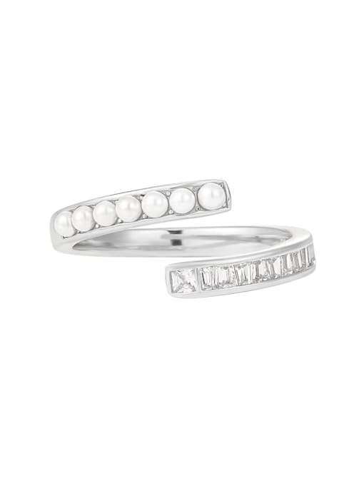 Platinum [adjustable size 14] 925 Sterling Silver Irregular Minimalist Band Ring